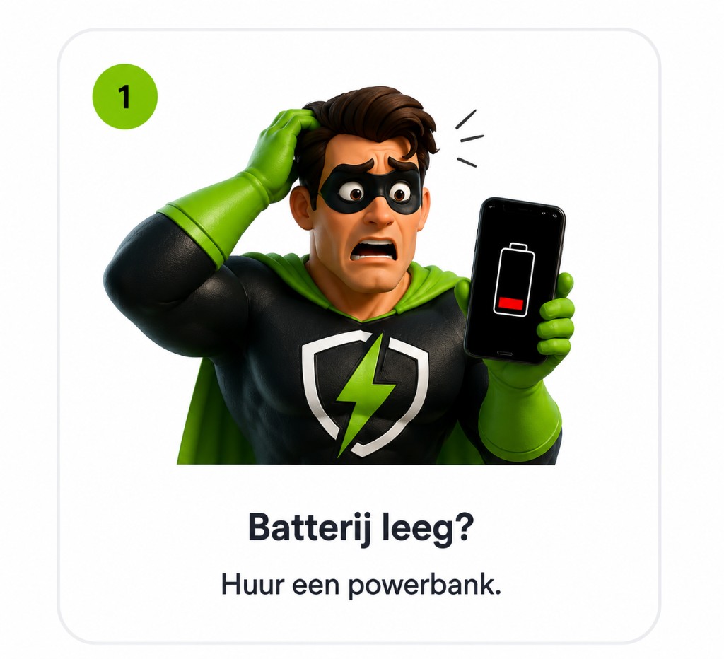Stap 1: Batterij leeg? Huur een powerbank.